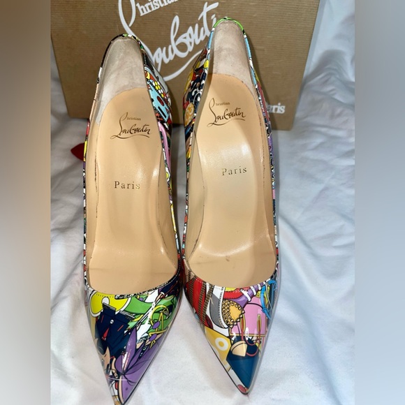 Christian Louboutin Pigalle Follies 100 Patent Super Loubi Multi Heel Pump 37 - Picture 4 of 7